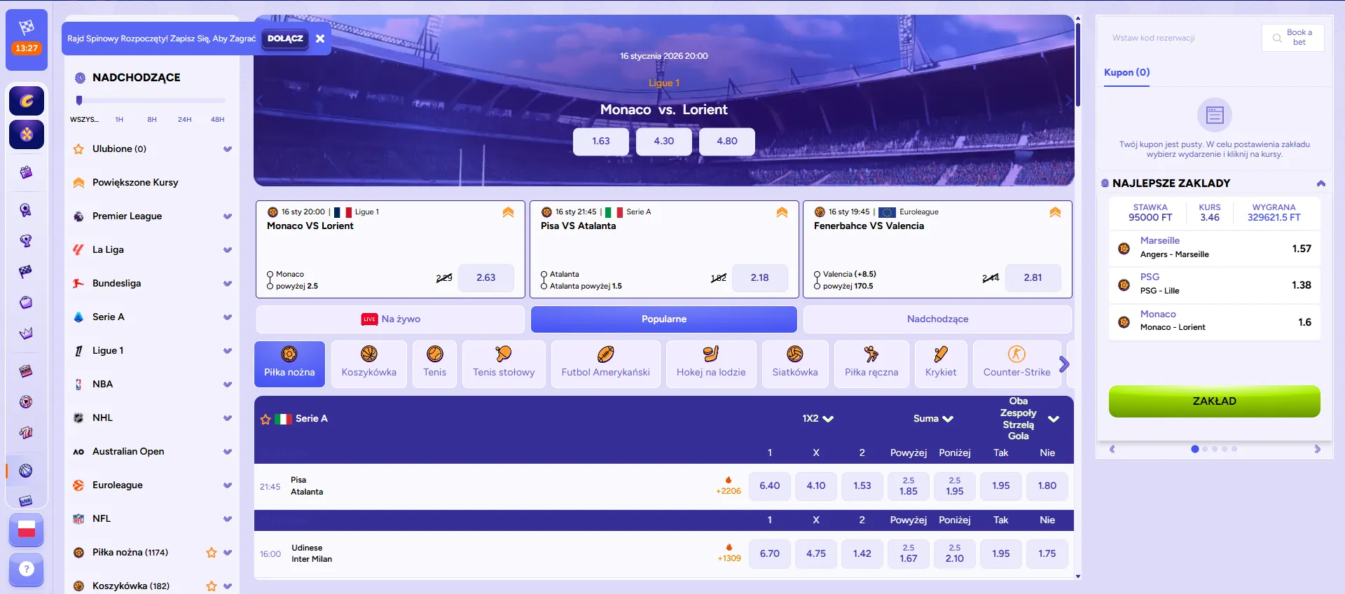 Pakiet promocyjny kasyna SpinBara Pakiet promocyjny kasyna SpinBara